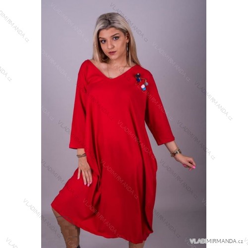 Šaty dlouhé 3/4 dlouhý rukáv dámské (2XL/3XL ONE SIZE) ITALSKÁ MÓDA IMLI21002 2XL / 4XL red