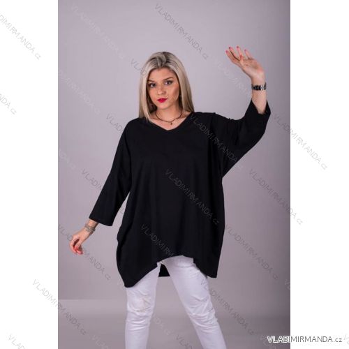 Šaty dlouhé 3/4 dlouhý rukáv dámské (2XL/3XL ONE SIZE) ITALSKÁ MÓDA IMLI21002 2XL/3XL black