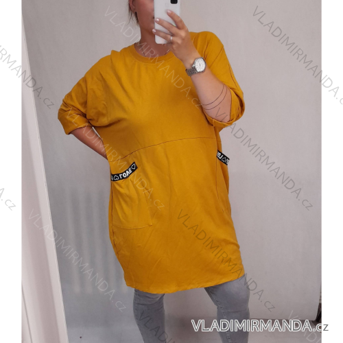 Šaty volnočasové dlouhý rukáv dámské nadrozměr (XL/3XL) ITALSKÁ MÓDA IM4212008