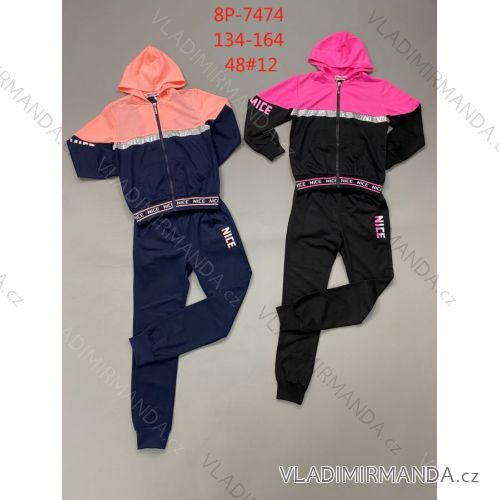 Set of hooded sweatshirt with zip and sweatpants girls girls (134-164) ACTIVE SPORT ACT218P-7474