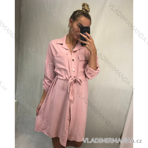 Women's Elegant Long Shirt Dress Long Sleeve (UNI S / L) ITALIAN FASHION IMWG21063