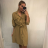 Elegant Long Shirt Dress Long Sleeve Women (UNI S / L) ITALIAN FASHION IMWG21063 / DR sand S / L