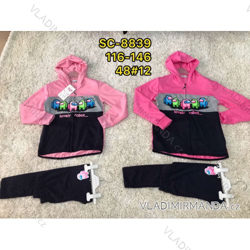 Set of hooded sweatshirt with zipper and sweatpants children's teen girls (116-146) ACTIVE SPORT ACT218P-7473