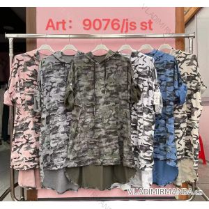 Women's Long Sleeve Hooded Dress Oversized Camouflage (3XL / 4XL ONE SIZE) ITALIAN FASHION IMWQ219076