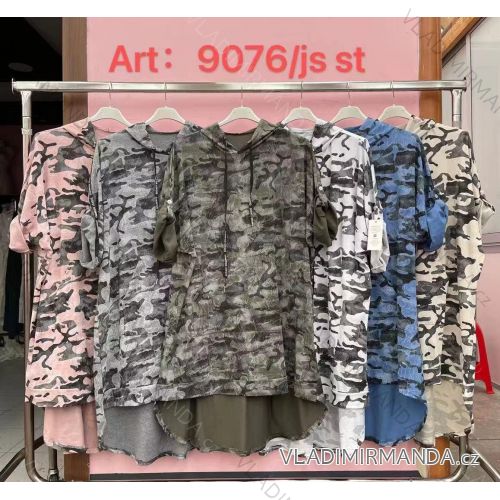 Women's Long Sleeve Hooded Dress Oversized Camouflage (3XL / 4XL ONE SIZE) ITALIAN FASHION IMWQ219076