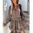 Elegant Shirt Dress Long Sleeve Women's Leopard (S / M ONE SIZE) ITALIAN FASHION IMWG216523