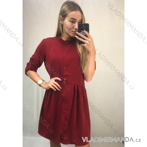 Šaty elegantní košilové 3/4 dlouhý rukáv dámské (UNI S/M) ITALSKÁ MÓDA IMM20903