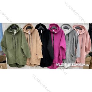 Women's Zip Long Sleeve Extended Hoodie (L / XL ONE SIZE) ITALIAN FASHION IMWT21247