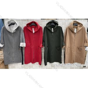 Long hooded fleece coat for women (L / XL ONE SIZE) ITALIAN FASHION IMWT21248