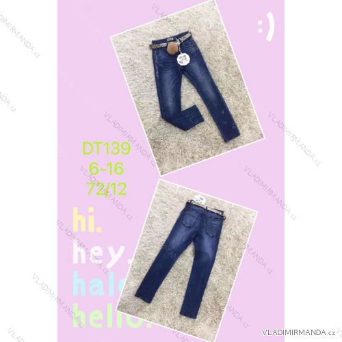 Jeans with bib children adolescent girls (4-12 years) SAD SAD20DT175