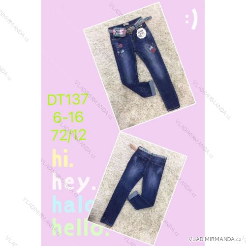 Jeans with bib children adolescent girls (4-12 years) SAD SAD20DT175