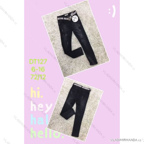 Jeans with bib children adolescent girls (4-12 years) SAD SAD20DT175