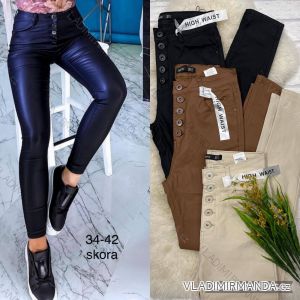 Kalhoty koženkové dlouhé dámské (34-42) JEANS JAW216806