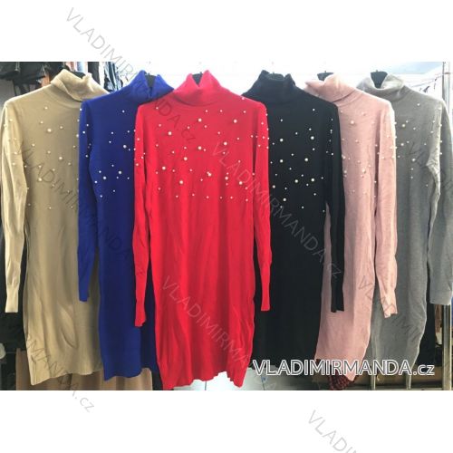 Women's Knitted Turtleneck Long Sleeve Dress (S / M ONE SIZE) ITALIAN FASHION IMWA216667