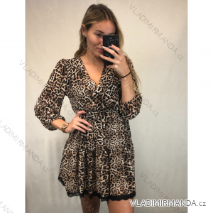 Women's Chiffon Long Sleeve Dress Leopard (uni s / m) ITALIAN FASHION IMM21473