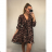 Elegant Leopard Long Sleeve Women's Dress (S / M ONE SIZE) ITALIAN FASHION IMWY216554 S / M dark brown