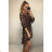 Elegant Leopard Long Sleeve Women's Dress (S / M ONE SIZE) ITALIAN FASHION IMWY216554 S / M dark brown