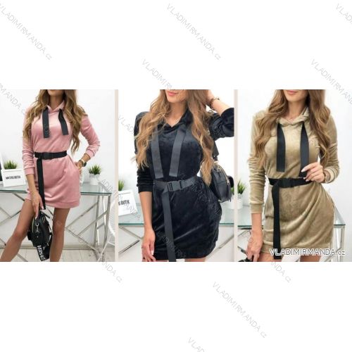 Women's Long Sleeve Hoodie Dress (S / M ONE SIZE) ITALIAN FASHION IMWA216095