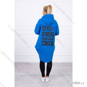 Long back insulated sweatshirt with a cornflower blue hood