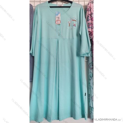 Ladies Cotton Short Sleeve Night Shirt (M-3XL) C-LEMON BL8340