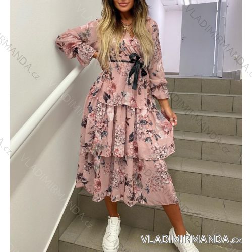 Women's Long Summer Long Sleeve Dress (S / M ONE SIZE) ITALIAN FASHION IMWG216100