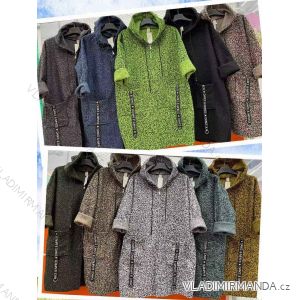 Women's Long Long Sleeved Hooded Lamb Coat (L / XL ONE SIZE) ITALIAN FASHION IMWC217153