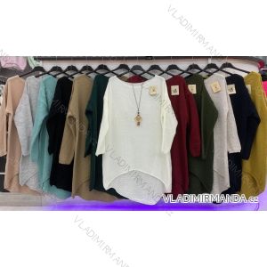 Women's thin long sleeve extended sweater with pendant (L / XL ONE SIZE) ITALIAN FASHION IMWD217179