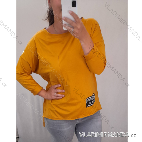 T-shirt - tunic short sleeve women's oversized (uni L-2XL) ITALIAN FASHION IMS20006 yellow