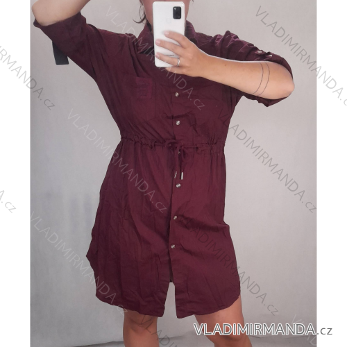 Shirt dress 3/4 sleeve women's oversized (XL / 2XL ONE SIZE) ITALIAN FASHION IM721303