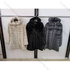 Women's fur coat with hood (S / M ONE SIZE) ITALIAN FASHION IMR21401