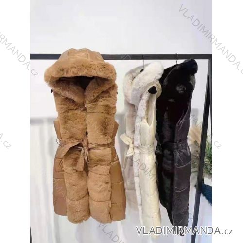 Women's fur hooded vest (S / M ONE SIZE) ITALIAN FASHION IMR21417