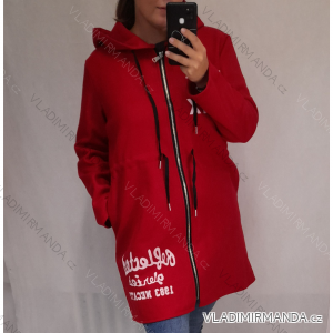 Kabát flaušový/Mikina na zip s kapucí dlouhý rukáv dámská (XL/2XL ONE SIZE) ITALSKá MóDA IM4212406