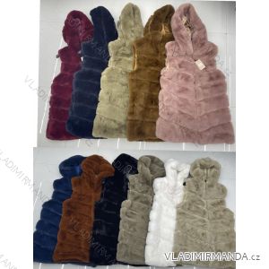 Women's fur hooded vest (S / M ONE SIZE) ITALIAN FASHION IMWC217337