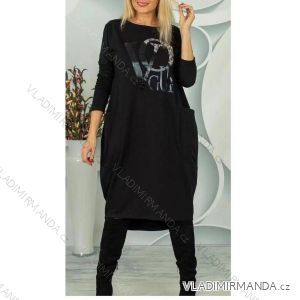 Women's Long Sleeve Hoodie Dress (S / M ONE SIZE) ITALIAN FASHION IMWA216095