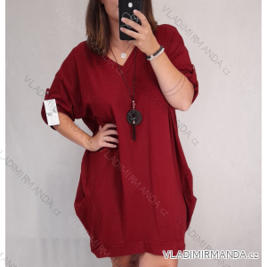 Long Sleeve Dress with Pendant Women's Oversized (2XL / 3XL ONE SIZE) ITALIAN FASHION IMWQ2190862 / DR