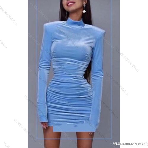 Elegant Velvet Dress Long Sleeve Women (S / M ONE SIZE) ITALIAN FASHION IMWY216558