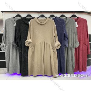 Women's Knitted Long Sleeve Dress (S / M ONE SIZE) ITALIAN FASHION IMWE217258