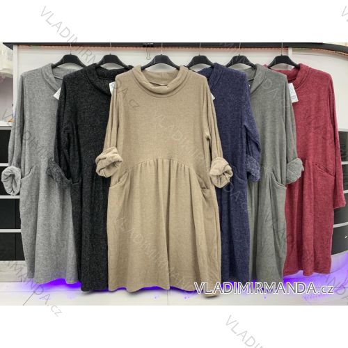 Women's Knitted Long Sleeve Dress (S / M ONE SIZE) ITALIAN FASHION IMWE217258