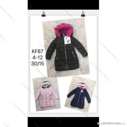 Coat winter with hood and fur children adolescent girls (116-146) SAD SAD19KF87