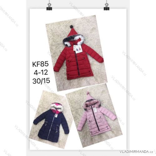 Winter coat with hood and fur children adolescent girls (116-146) SAD SAD19KF85