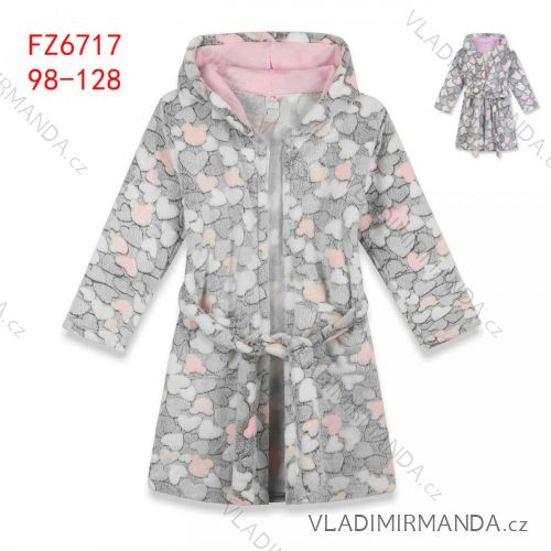 Warm fluffy bathrobe with hood for girls (98-128) KUGO FZ-6717