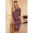 353-1 Fitted dress with a slit on the side - brown boho
