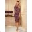 353-1 Fitted dress with a slit on the side - brown boho