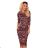 353-1 Fitted dress with a slit on the side - brown boho