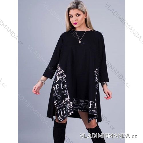 Šaty dlouhý rukáv dámské nadrozměr (44-46-48 ONE SIZE) TURECKÁ MÓDA IMLI21038 2XL/3XL black