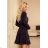 332-3 Black dress with frills and golden buttons