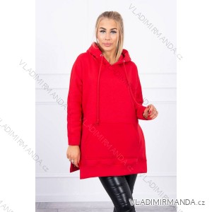 Red insulated sweatshirt with side slits