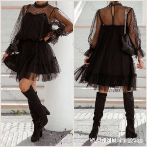 Šaty elegantní dlouhý rukáv dámské (S/M ONE SIZE) ITALSKÁ MÓDA IMWM217234