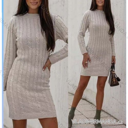 Women's Knitted Long Sleeve Dress (S / M ONE SIZE) ITALIAN FASHION IMWE217258