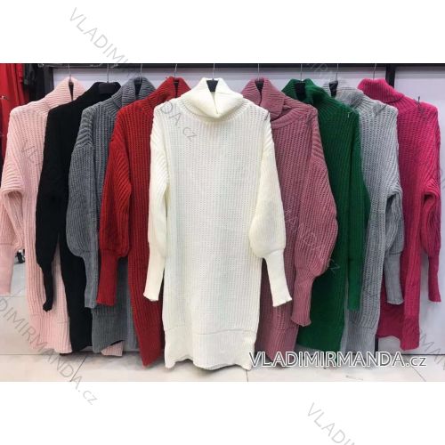 Women's Knitted Long Sleeve Dress (S / M ONE SIZE) ITALIAN FASHION IMWE217258